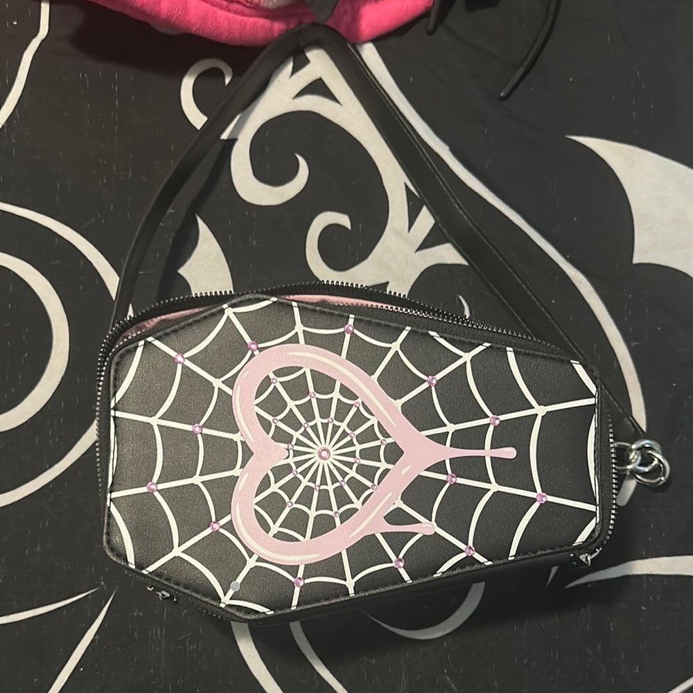 Monster High Black and Pink Crossbody Bag with Web Design